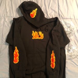 Fanjoy KNJ flame black hoodie NWOT